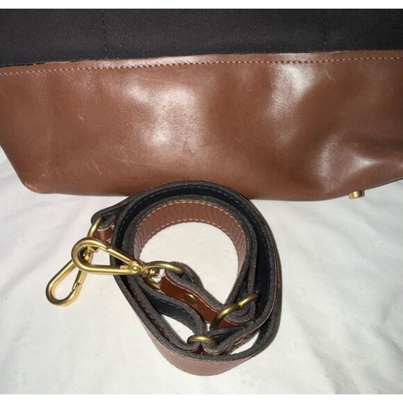 R. Riveter Black Canvas  Leather HM Tote Bag OTTO Adjustable Crossbody Strap USA - Picture 5 of 10